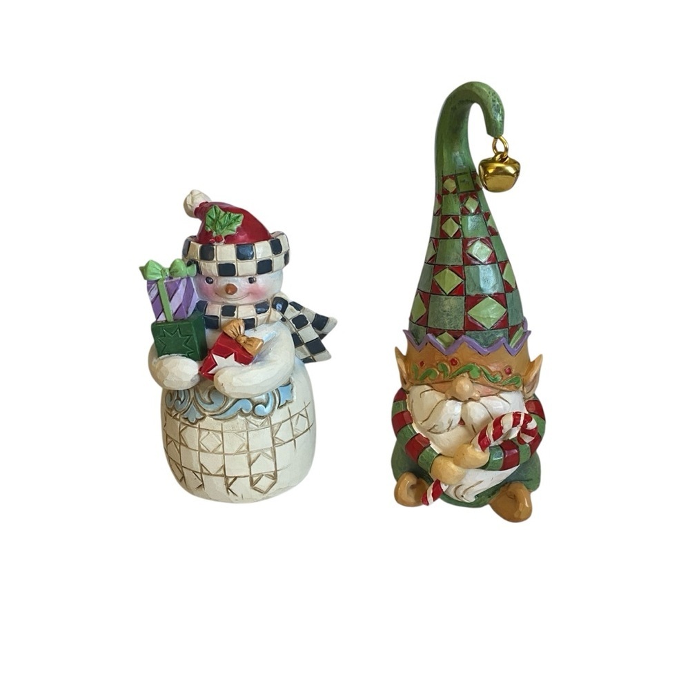 Jim Shore Heartwood Creek Snowman & Elf 2pc Holiday Set